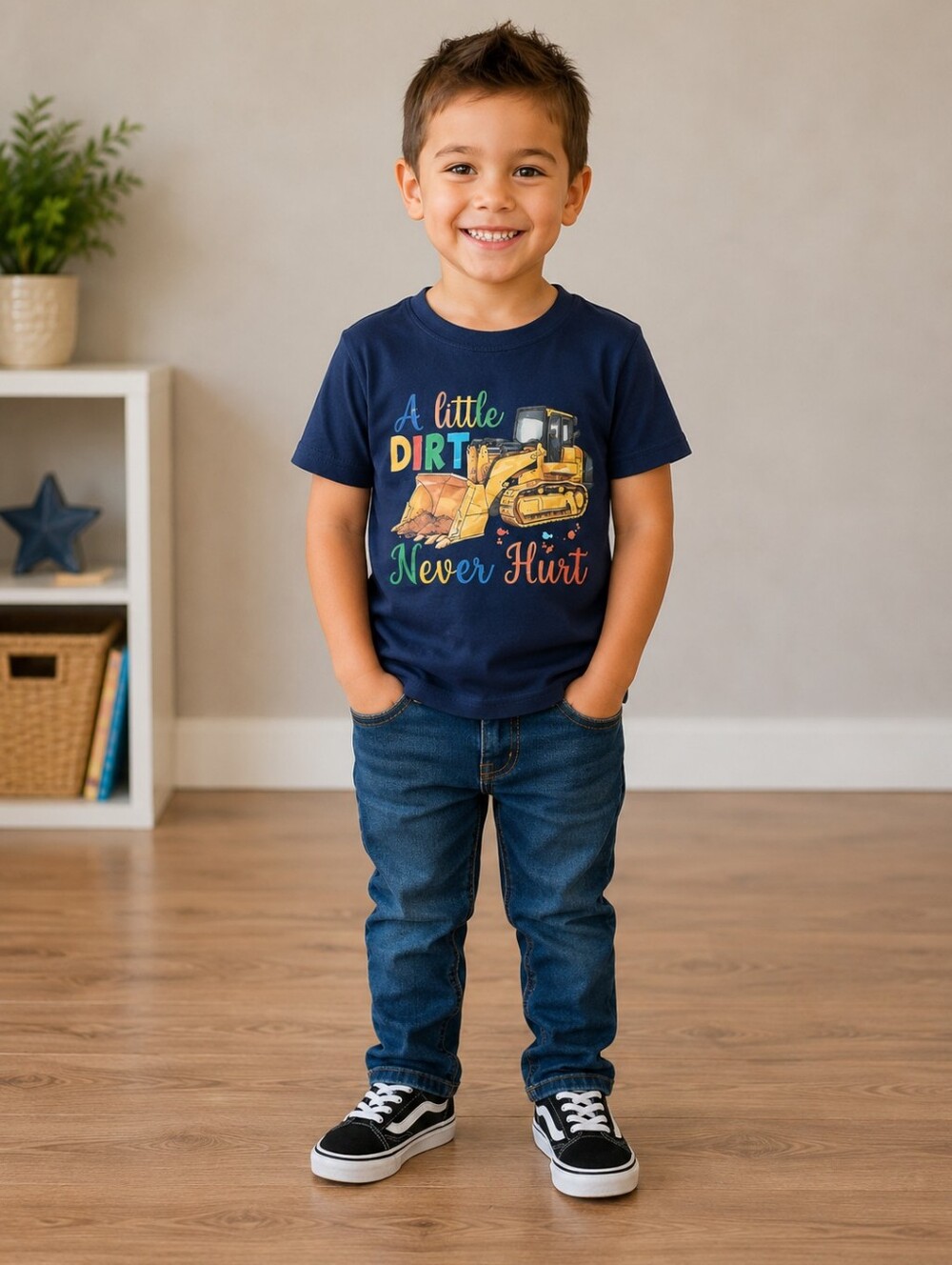 A Little Dirt Never Hurt Excavator T-Shirt Boys Size 4T/5T
